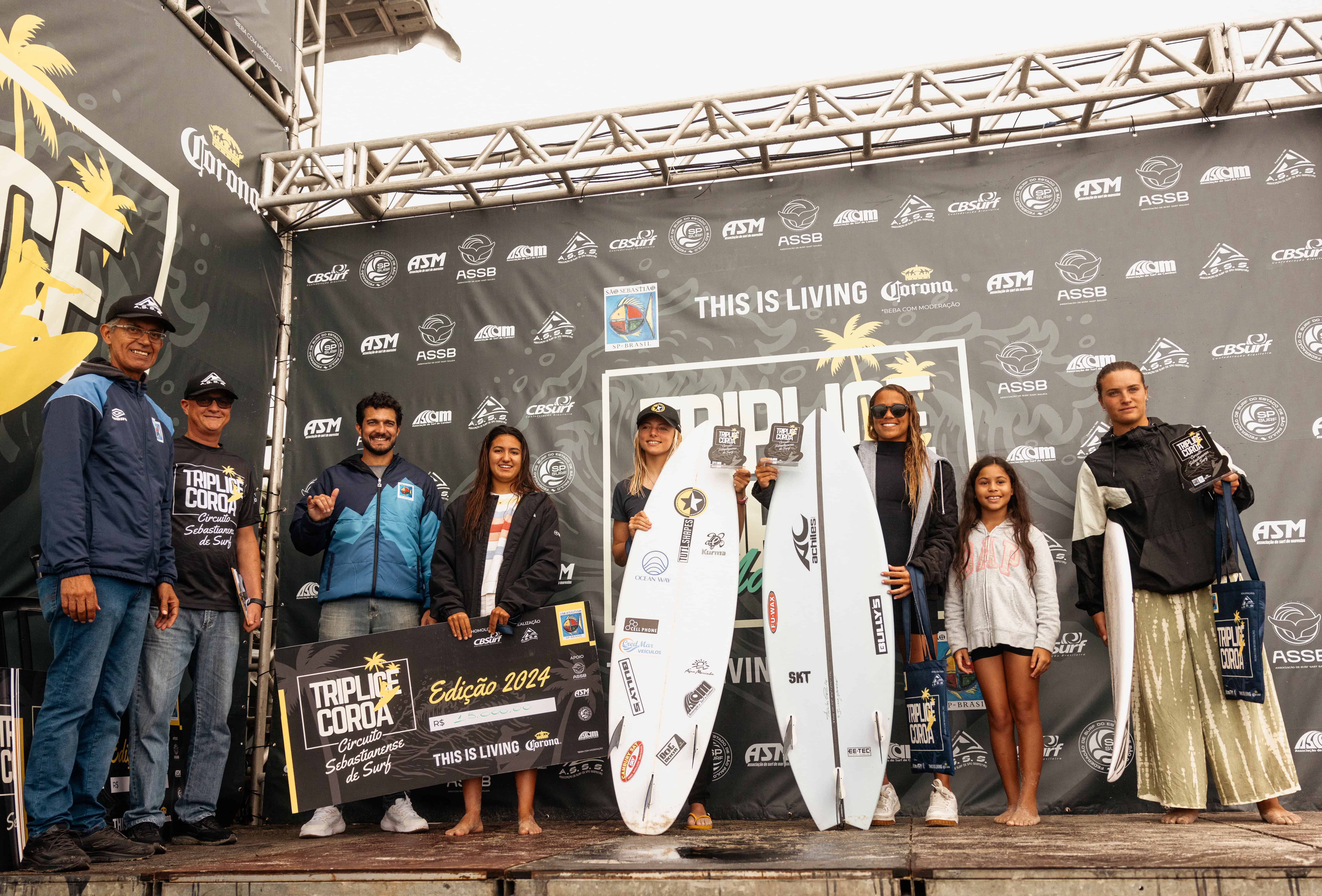 Ganhadores das Categorias Profissional, Longboard, SUP Wave e Master no Circuito Tríplice Coroa